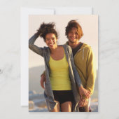 Modern Leuk Blauw Stripboek Foto Bruiloft Kaart (Achterkant)