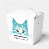 Modern Leuk Blauwgroen Kat Stencil Humoristisch Bo Bedankdoosjes (Achterkant)