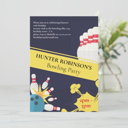 Modern leuk Bowling kinderfeestje  Kaart (Staand voorkant)