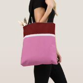 Modern Leuk Chic Diep Rood Wit Roze Kleur Blok Tote Bag (Dichtbij)