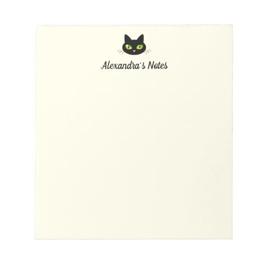 Modern Leuk & Cool Gepersonaliseerd Zwart Kattenho Notitieblok (Voorkant)