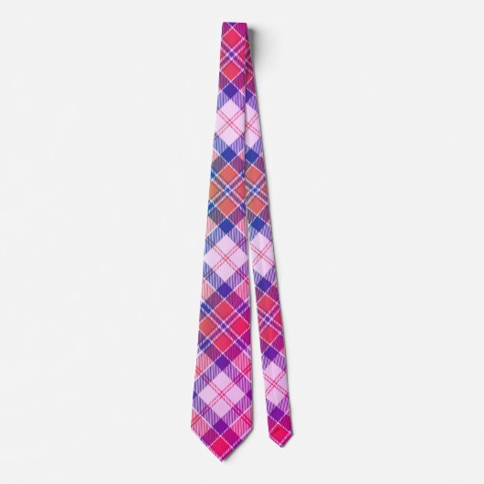 Modern, Leuk Diagonaal Plaid - Roze Perzik Blauw W Stropdas (Voorkant)