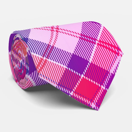 Modern, Leuk Diagonaal Plaid - Roze Perzik Blauw W Stropdas (Opgerold)
