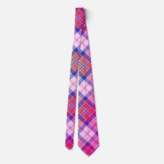 Modern, Leuk Diagonaal Plaid - Roze Perzik Blauw W Stropdas (Achterkant)