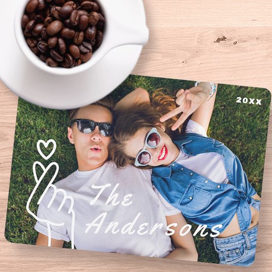 Modern Leuk Hart Hand Sign Custom Foto Kerstmis Feestdagenkaart