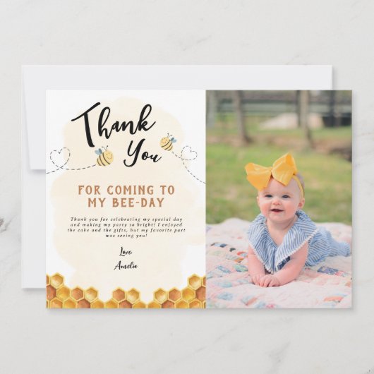 Modern Leuk Het is zo lief om 1e bijendag foto te  Bedankkaart (Voorkant)