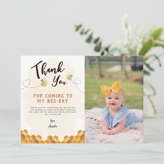 Modern Leuk Het is zo lief om 1e bijendag foto te  Bedankkaart (Staand voorkant)