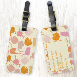 Modern leuk kattenpatroon roze Sinaasappel geperso Bagagelabel<br><div class="desc">Leuk modern kitty kattenpatroon in roze en sinaasappel op een crème achtergrond. Originele versie door Nic Squirrell. Perfect voor dierenvrienden. Verander de details op de keerzijde om te personaliseren.</div>