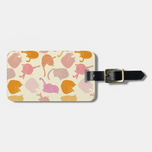 Modern leuk kattenpatroon roze Sinaasappel geperso Bagagelabel (Voorkant horizontaal)