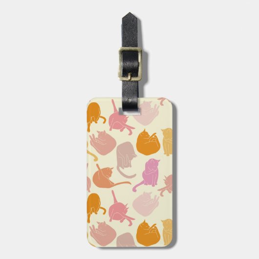 Modern leuk kattenpatroon roze Sinaasappel geperso Bagagelabel (Voorkant verticaal)