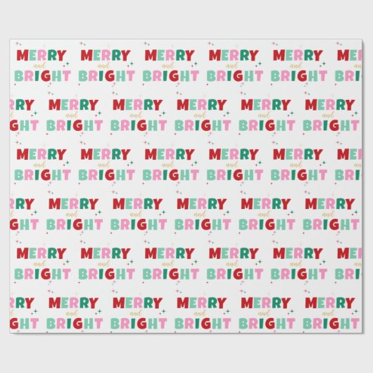 Modern leuk kleurig vrolijk en helder Kerstmis Cadeaupapier (Vlak)