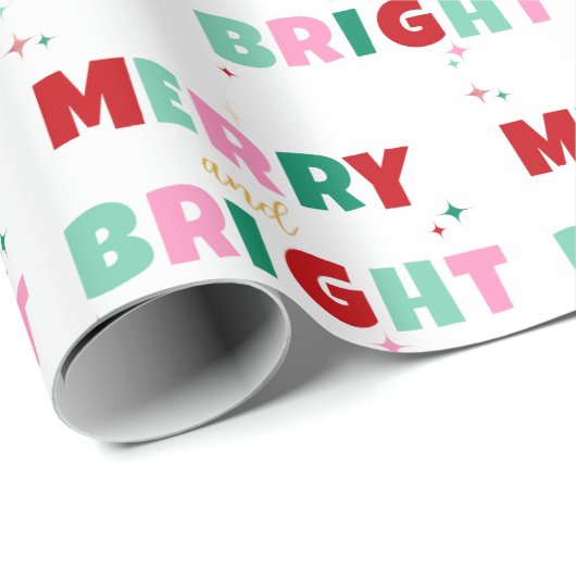 Modern leuk kleurig vrolijk en helder Kerstmis Cadeaupapier (Rol Hoek)