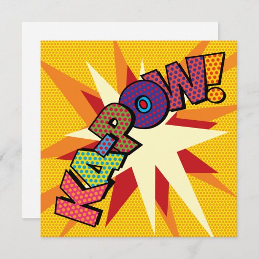 Modern Leuk Kleurrijk KAPOW Stripboek Kaart (Voorkant / Achterkant)