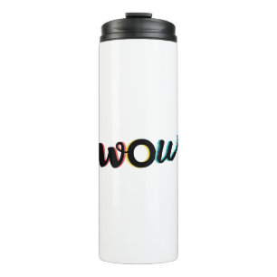 Modern, leuk, kleurrijk typografieontwerp van Wow Thermosbeker