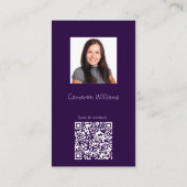 Modern leuk om je te ontmoeten Paarse QR Code Soci Visitekaartje (Achterkant)