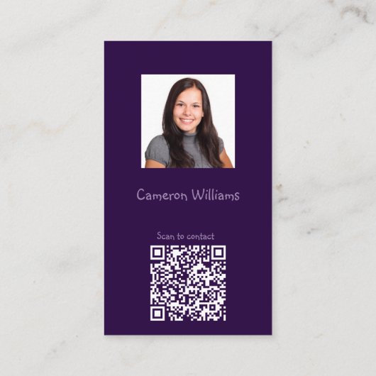Modern leuk om je te ontmoeten Paarse QR Code Soci Visitekaartje (Achterkant)