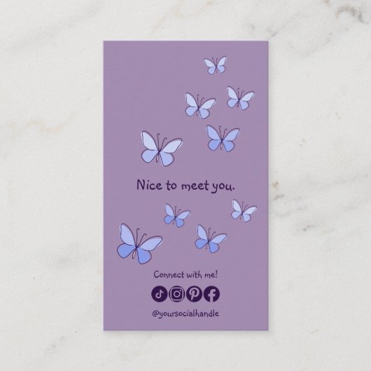 Modern leuk om je te ontmoeten Paarse QR Code Soci Visitekaartje (Voorkant)