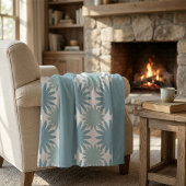 Modern, leuk pastel jayblauw en grijs madeliefjes  fleece deken