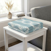 Modern, leuk pastel jayblauw en grijs madeliefjes  fleece deken