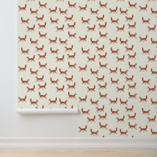 Modern Leuk Rood Vos Patroon op Ivoor Behang