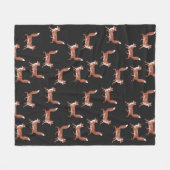 Modern  Leuk Rood Vos Patroon op Zwart Fleece Deken (Voorkant (Horizontaal))