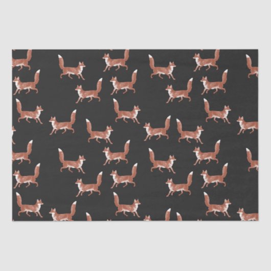 Modern  Leuk Rood Vos Patroon op Zwart Tissuepapier (Voorkant)