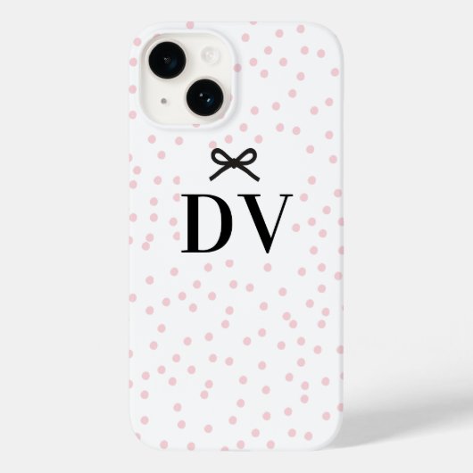 Modern Leuk Roze Polka Dot Bow Monogram Case-Mate iPhone Case (Achterkant)