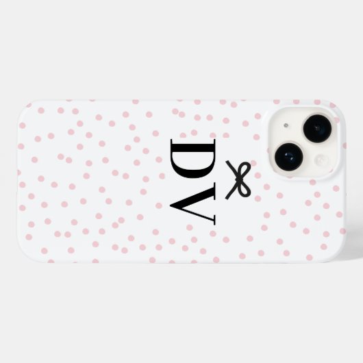 Modern Leuk Roze Polka Dot Bow Monogram Case-Mate iPhone Case (Achterkant (horizontaal))