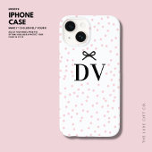 Modern Leuk Roze Polka Dot Bow Monogram Case-Mate iPhone Case