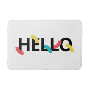 Modern, leuk, speels, kleurrijk ontwerp van Hello Badmat