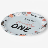 Modern Leuk Spooky Een Halloween Jongen 1e Verjaar Papieren Bordje (Gekanteld)