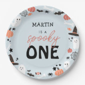 Modern Leuk Spooky Een Halloween Jongen 1e Verjaar Papieren Bordje (Voorkant)
