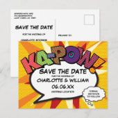 Modern leuk stripboek KA-POW Bewaar de datum Briefkaart (Voorkant / Achterkant)