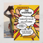 Modern Leuk Stripboek Pop Art Fotobruiloft Kaart (Voorkant / Achterkant)