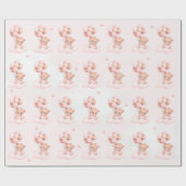 Modern Leuk Teddy Bear Pattern Meisje Baby shower Cadeaupapier (Vlak)