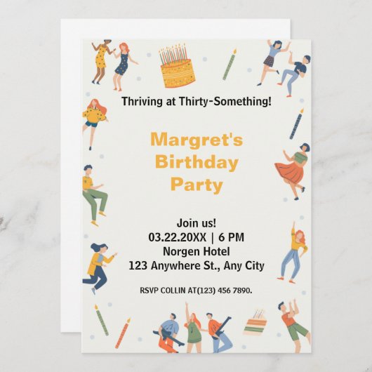 Modern leuk verjaardagsfeest (Voorkant / Achterkant)