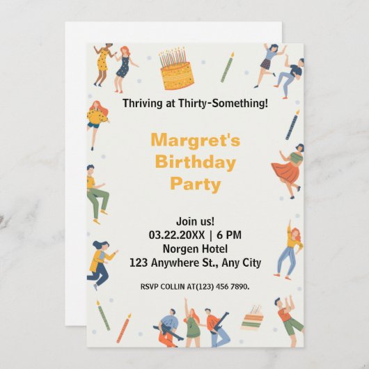 Modern leuk verjaardagsfeest (Voorkant / Achterkant)