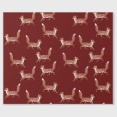Modern  Leuk Vos Patroon Donkerrood Cadeaupapier (Vlak)