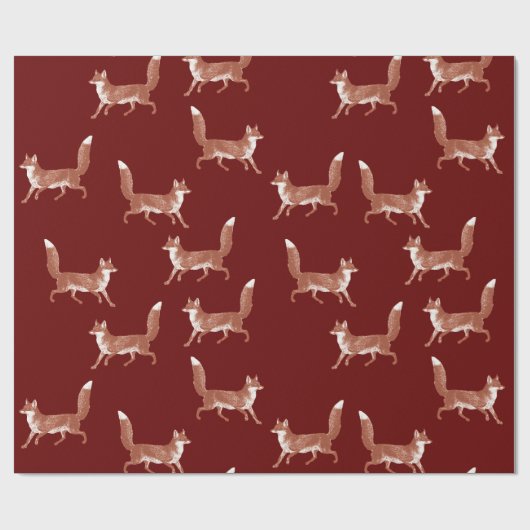 Modern  Leuk Vos Patroon Donkerrood Cadeaupapier (Vlak)