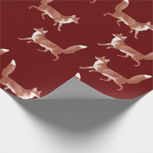 Modern  Leuk Vos Patroon Donkerrood Cadeaupapier (Hoek)