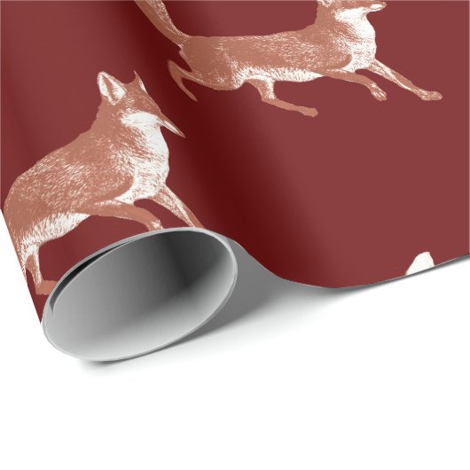 Modern Leuk Vos Patroon Donkerrood Cadeaupapier (Rol Hoek)