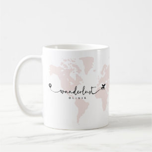 Modern Leuk Wanderlust World Travel Script roze Koffiemok