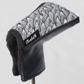    Modern leuk zwart en wit hippie madeliefje bloe Golfheadcover (3/4 voorkant)