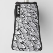    Modern leuk zwart en wit hippie madeliefje bloe Golfheadcover (Draai 90)