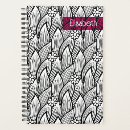    Modern leuk zwart en wit hippie madeliefje bloe Planner