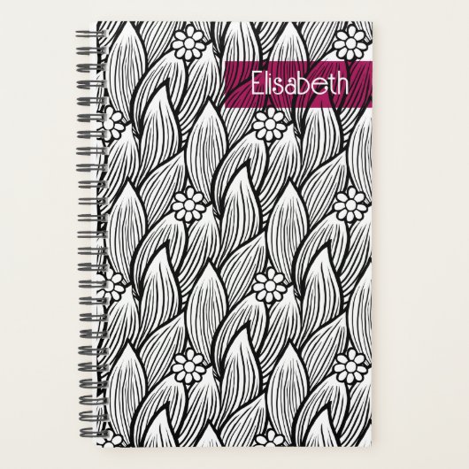    Modern leuk zwart en wit hippie madeliefje bloe Planner (Voorkant)