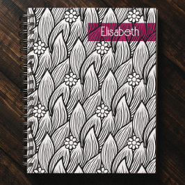 Modern leuk zwart-wit hippie madeliefje bloemig notitieboek