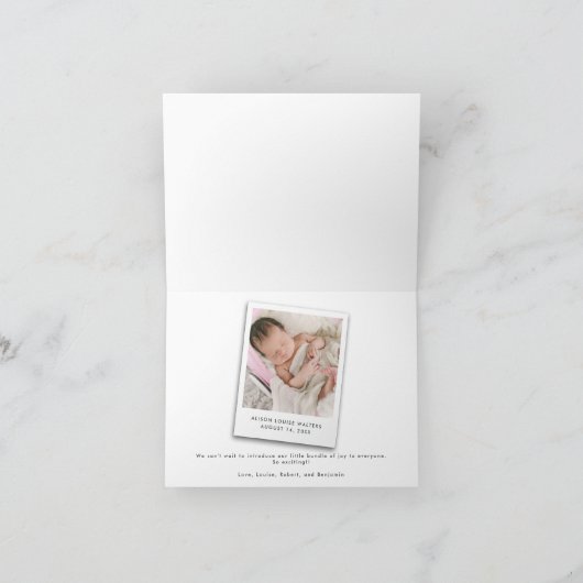 Modern Leuke Baby Foto's Naam Stats Geboorte Aankondiging (Binnen)