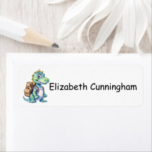 Modern Leuke Dinosaurus Voeg Jouw naam Kinder Etiket