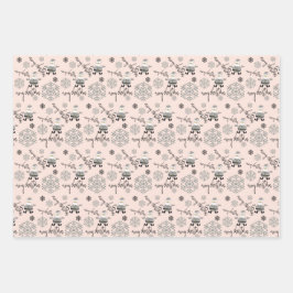 Modern Leuke Santa Snowflakes Patroon Inpakpapier Vel